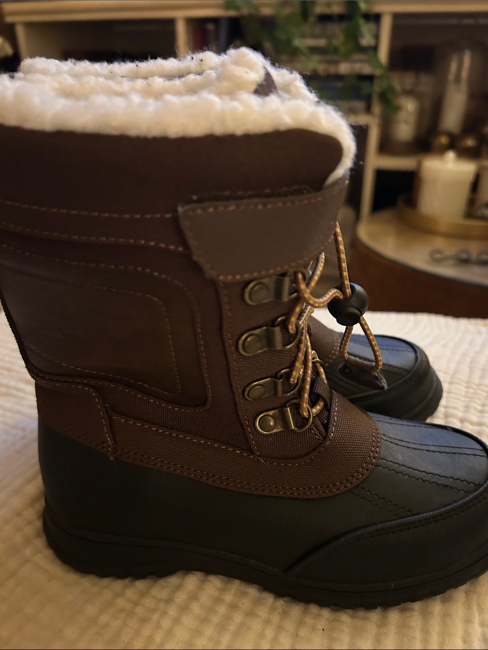 Eddie Bauer Brown and Black Kids Insulated Snow Boots